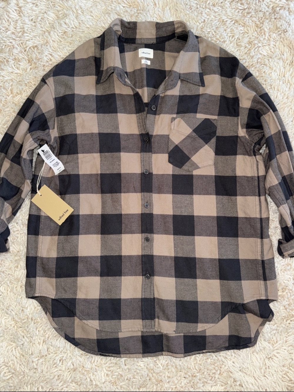 Wilfred Women's Button-Down Plaid Shirt - Taupe & Black
